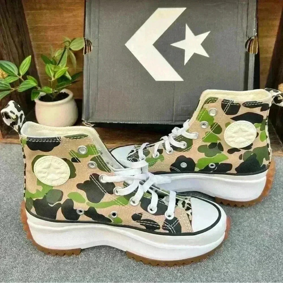 NEW CONVERSE Run Star Hike Chuck Taylor All Stat CUTE Camo & Leppard/cheetah - Picture 9 of 16